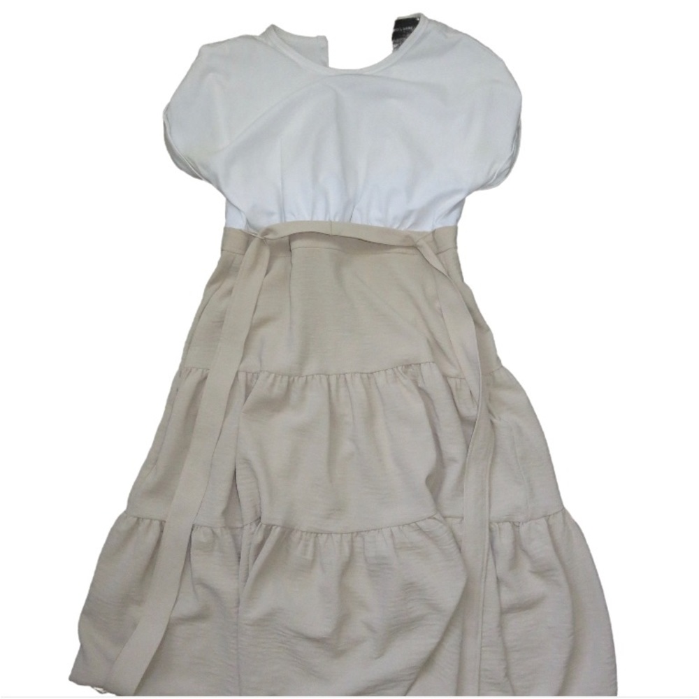 Donna Morgan Women's Two-fer Cotton Jersey Shirt Top with Tiered Drapey Skirt